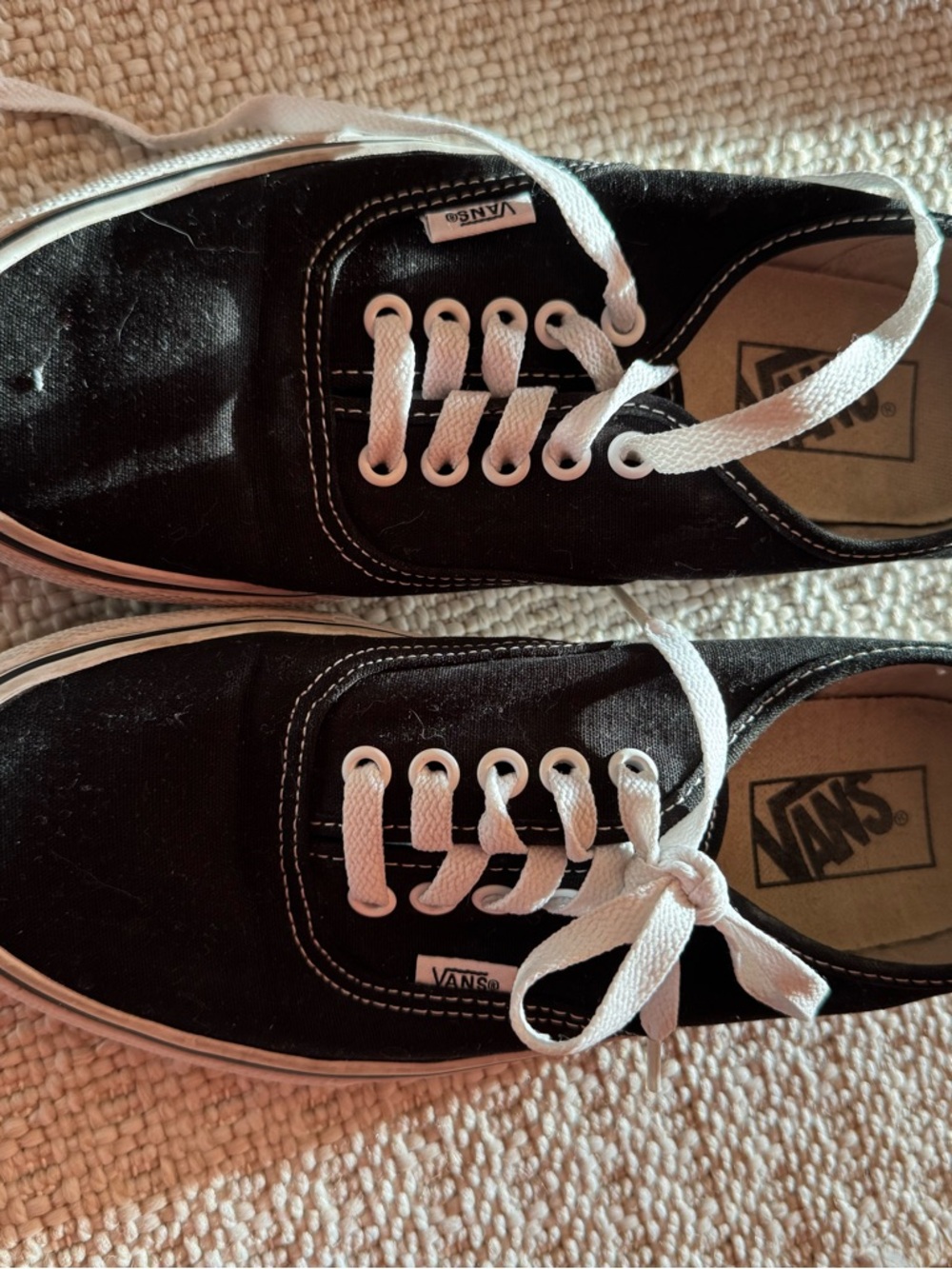 Vans Black and White Canvas Low-Top Sneakers